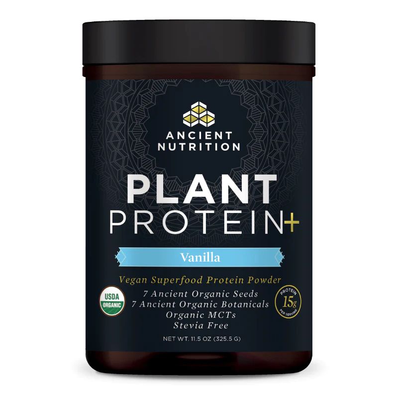 Plant Protein+ Powder Vanilla (12 Servings) | Ancient Nutrition