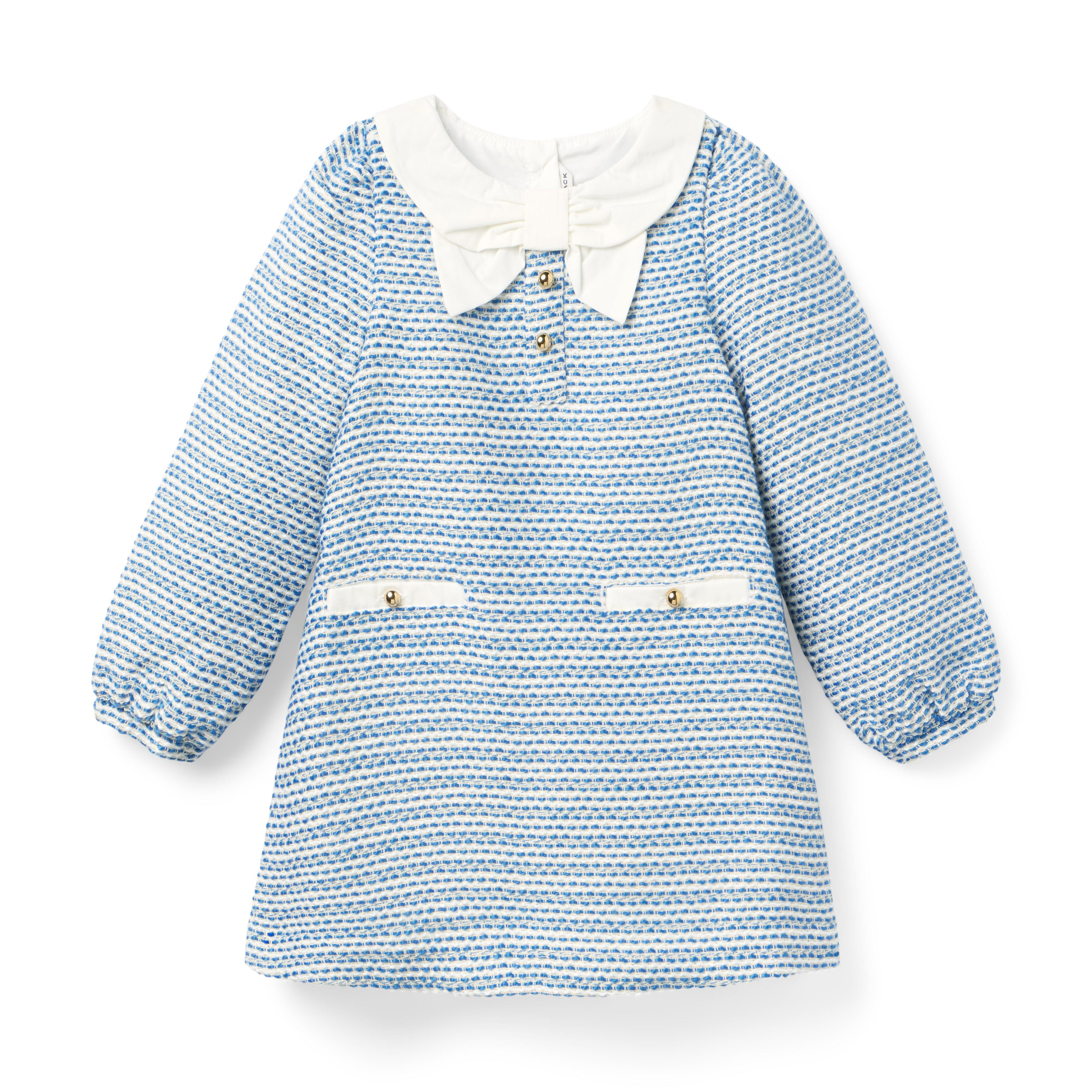 Girl Beryl Blue The Tweed Bow Collar Dress by Janie and Jack | Janie and Jack