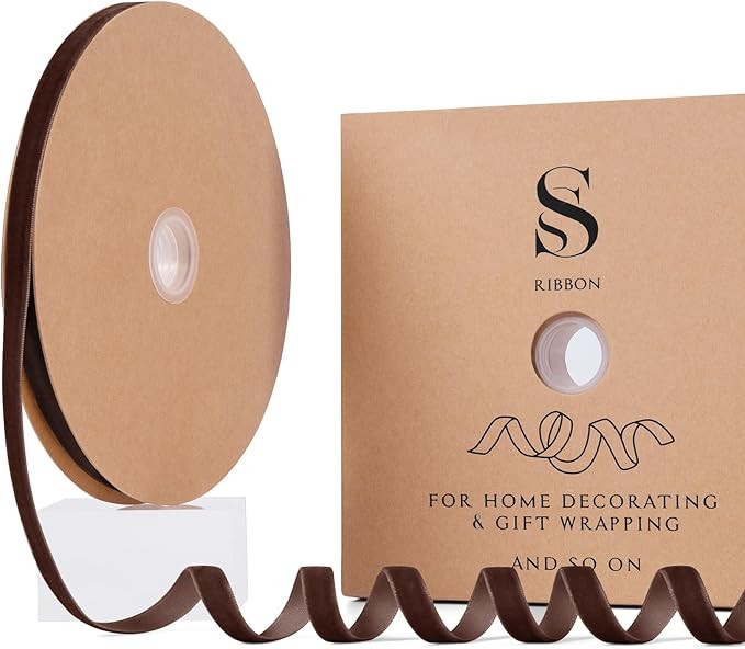 Brown Christmas Velvet Ribbon for Tree, Gift Wrapping, Flower Bouquet, Wreath Decorations, Bow Ma... | Amazon (US)