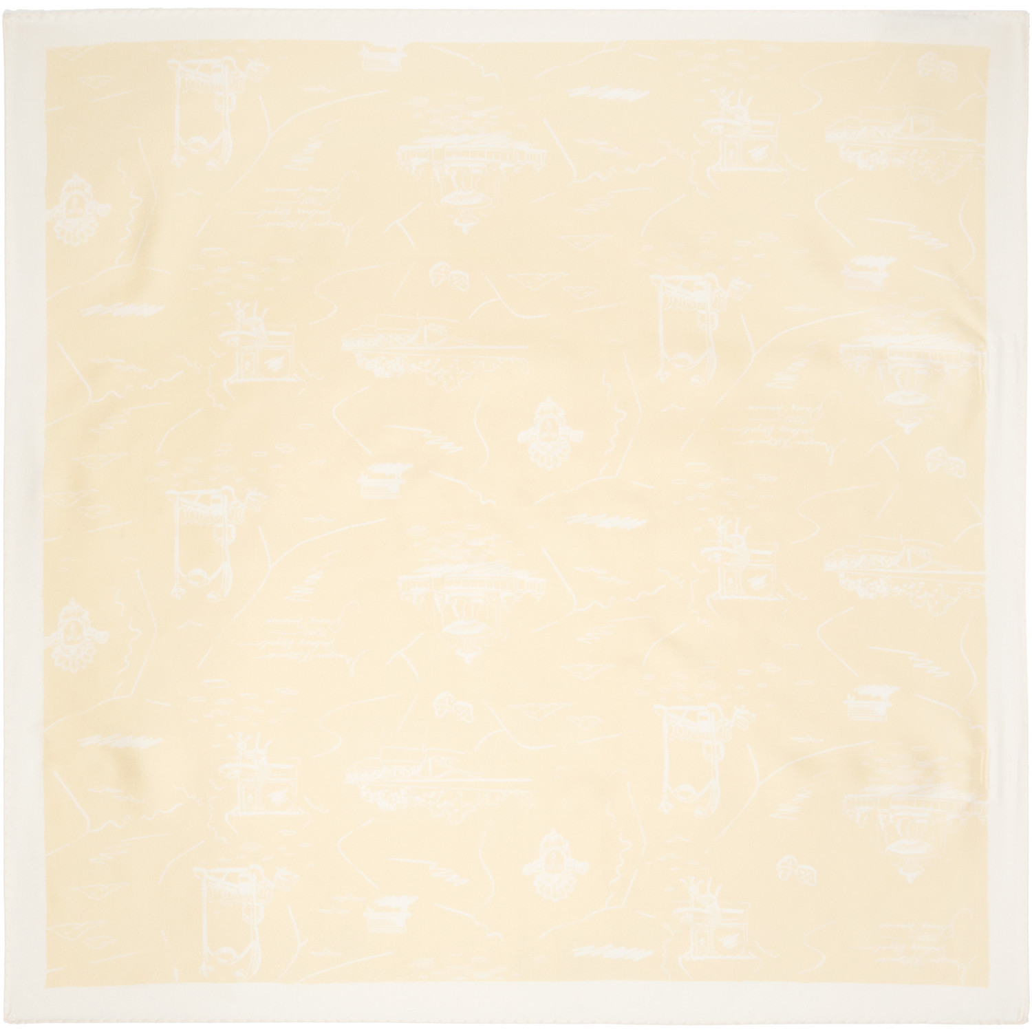 Maison Kitsuné Yellow Parisian Map Silk Scarf | SSENSE