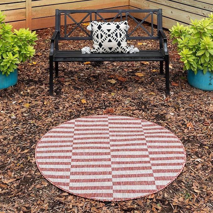 Unique Loom Outdoor Collection Classic Stripes, Transitional Indoor & Outdoor Area Rug, Rectangul... | Amazon (US)