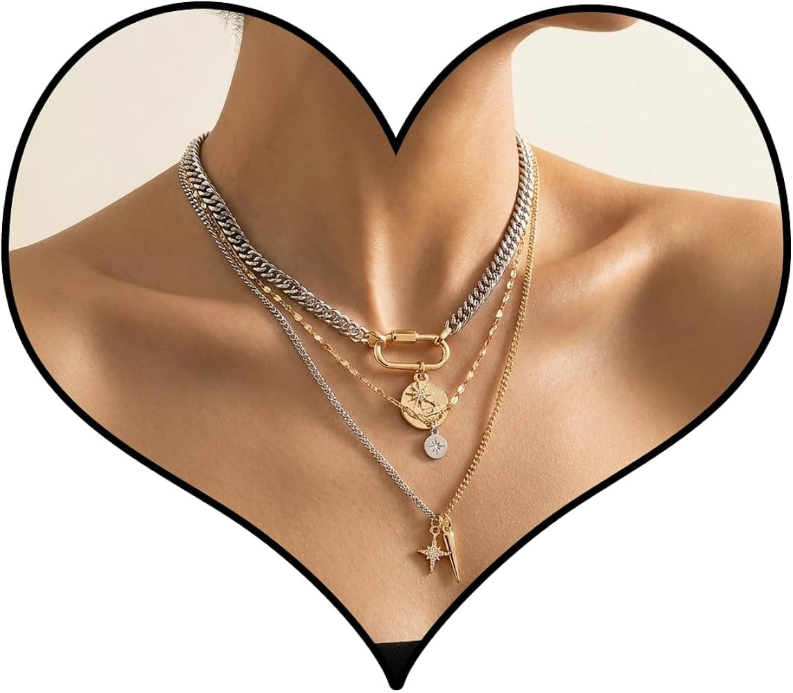 Chunky Two Tone Necklace for Women Thick Gold and Silver Twist O Chain Necklace Mixed Metal Twist... | Amazon (US)