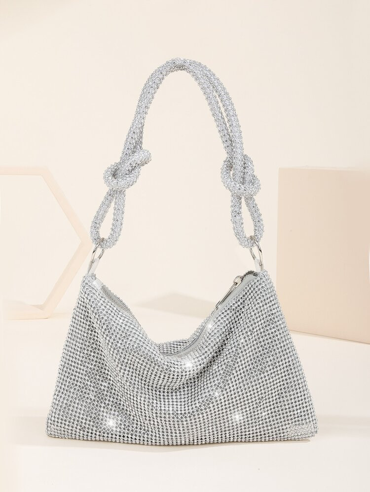 Rhinestone Decor Knot Detail Evening Bag | SHEIN