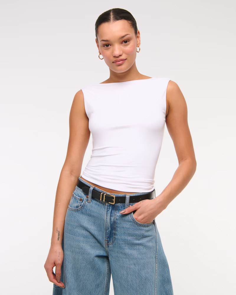 Draped Cowl Hardware Back Top | Abercrombie & Fitch (US)