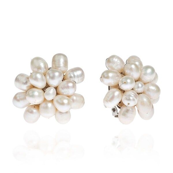 Handmade White Pearl Cluster Pretty Earrings (Thailand) | Bed Bath & Beyond