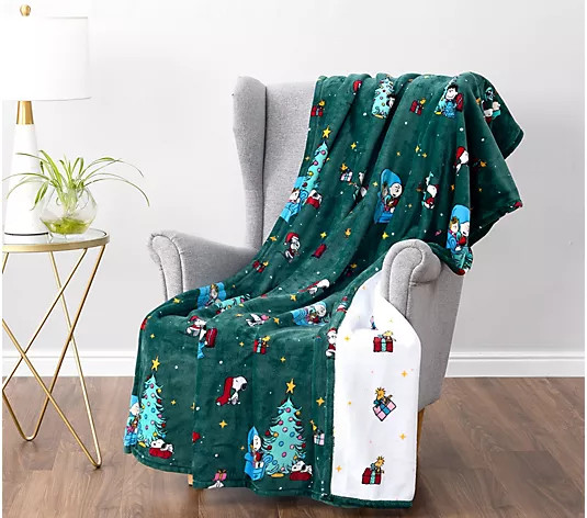 Berkshire Holiday Peanuts Twin Print Throw in Gift Box - QVC.com | QVC