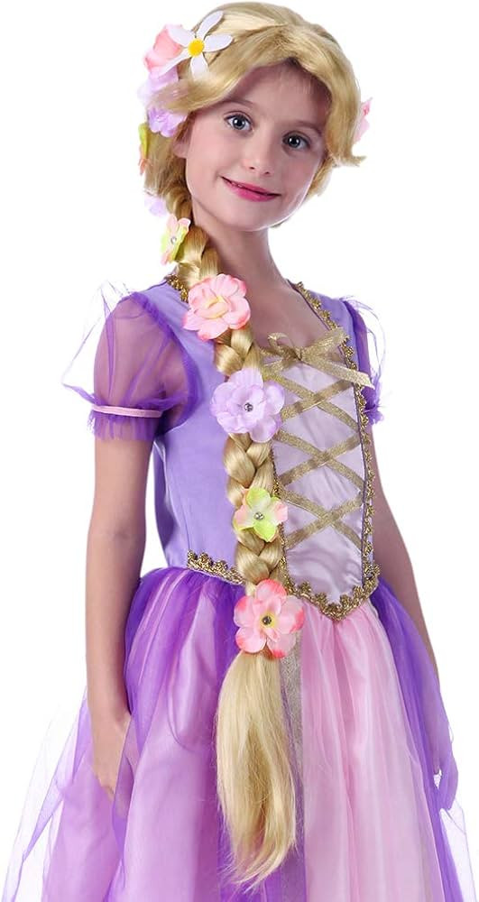 STYLER Long Blonde Rapunzel Wigs For Kids - Princess Girl Costume Cosplay Fairytale Ball Braid Wi... | Amazon (US)