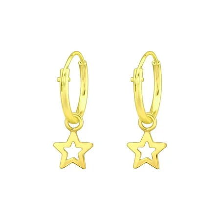 Hanging Star Earrings 925 Sterling Silver Hoop Earrings Gold Plated | Walmart (US)
