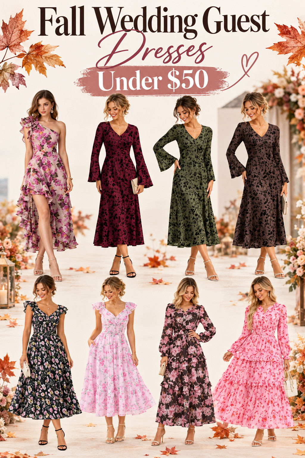 Fall Wedding Guest Dresses Under $50 | Affordable Floral Dresses 🍂💍
Looking for beautiful fall wedding guest dresses that won't break the bank? These gorgeous floral dresses under $50 are perfect for autumn weddings, garden ceremonies and special occasions! From romantic pink florals to rich burgundy, olive green and chocolate brown, these affordable dresses offer feminine details, flattering silhouettes and elegant fall colors. Perfect for semi-formal weddings, cocktail parties and fall celebrations. Save these budget-friendly wedding guest outfit ideas! 💕
#affiliate #FallWeddingGuestDress #WeddingGuestDresses #DressesUnder50 #AffordableDresses #FallWedding #WeddingGuestOutfit #FloralDress #FloralMaxiDress #MidiDress #FallDresses #BudgetFashion #AffordableFashion #WeddingSeason #GardenWedding #SemiFormalDress #CocktailDress #FallFashion #AutumnStyle #DressInspo #AmazonFashion #AmazonFinds #AmazonDresses #FashionOver40 #Over40Style #WomensFashion 

 