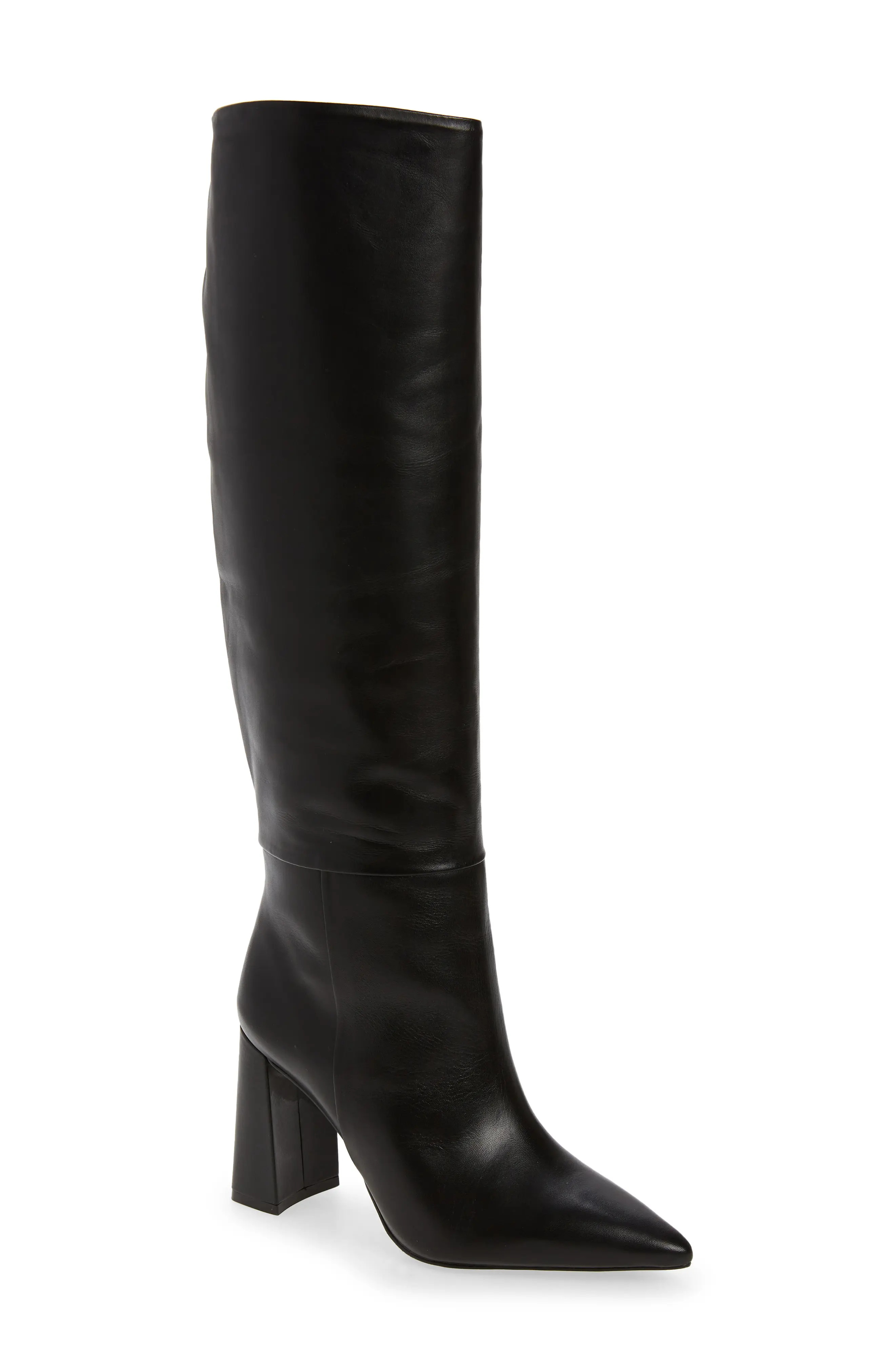 Steve Madden Handles Knee High Boot, Size 5.5 in Black Leather at Nordstrom | Nordstrom