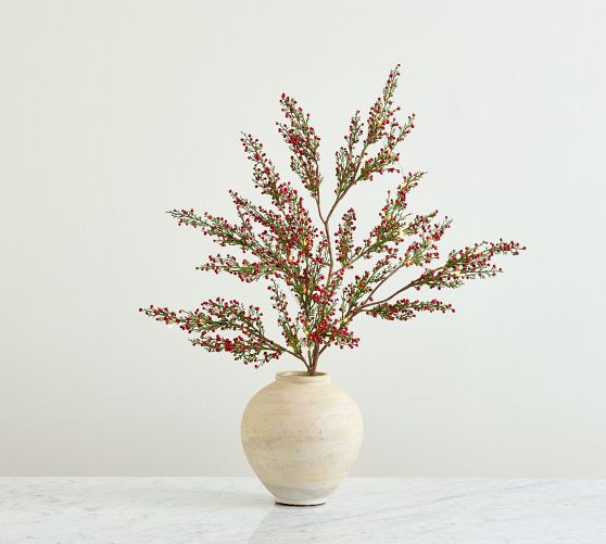 Faux Lit Cedar Berry Pine Branch | Pottery Barn (US)