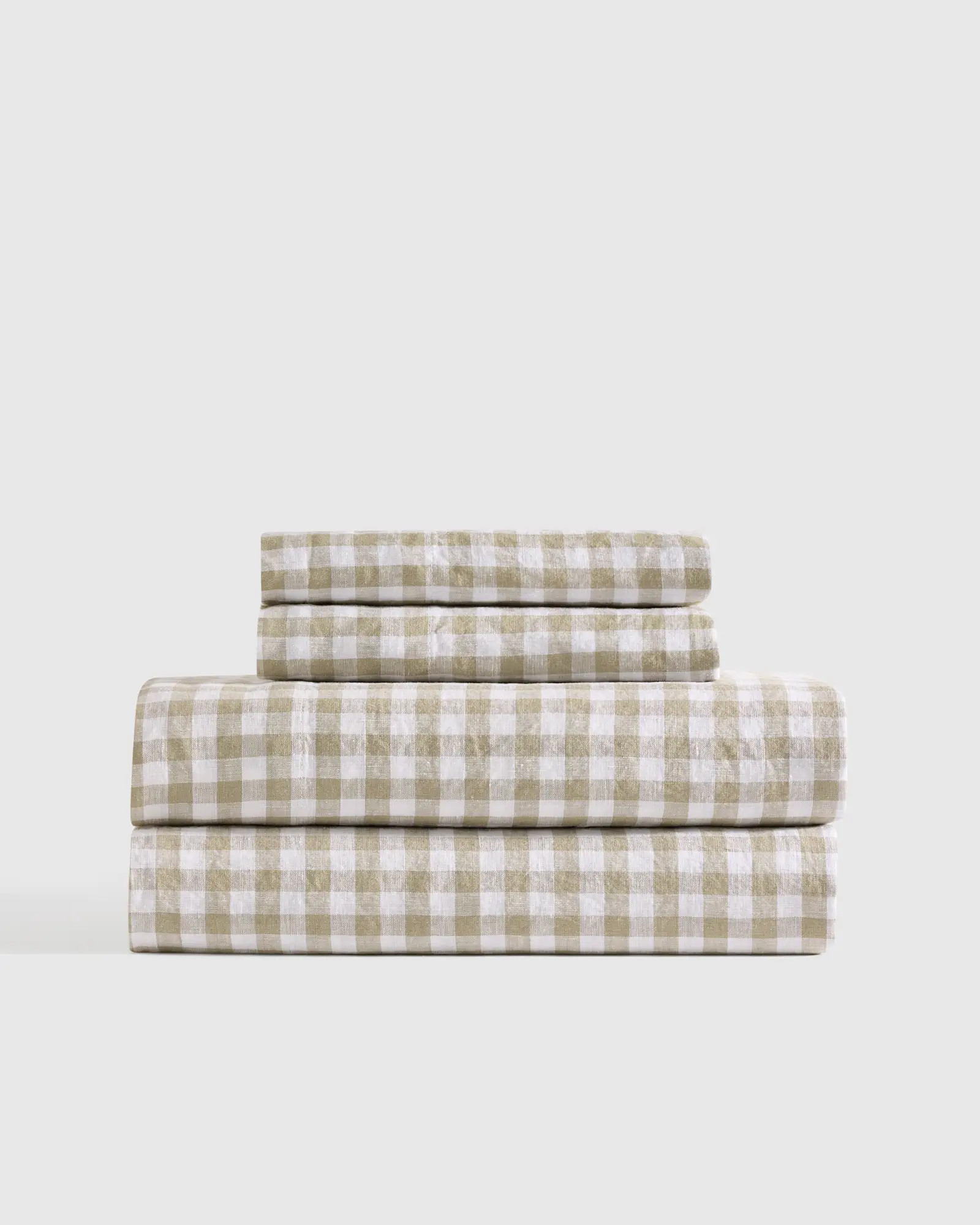 European Linen Gingham Sheet Set in Willowleaf | Quince