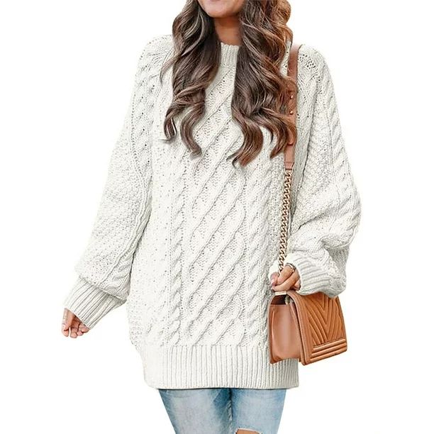 Fantaslook Oversized Sweaters for Women Cable Knit Chunky Pullover Sweater - Walmart.com | Walmart (US)