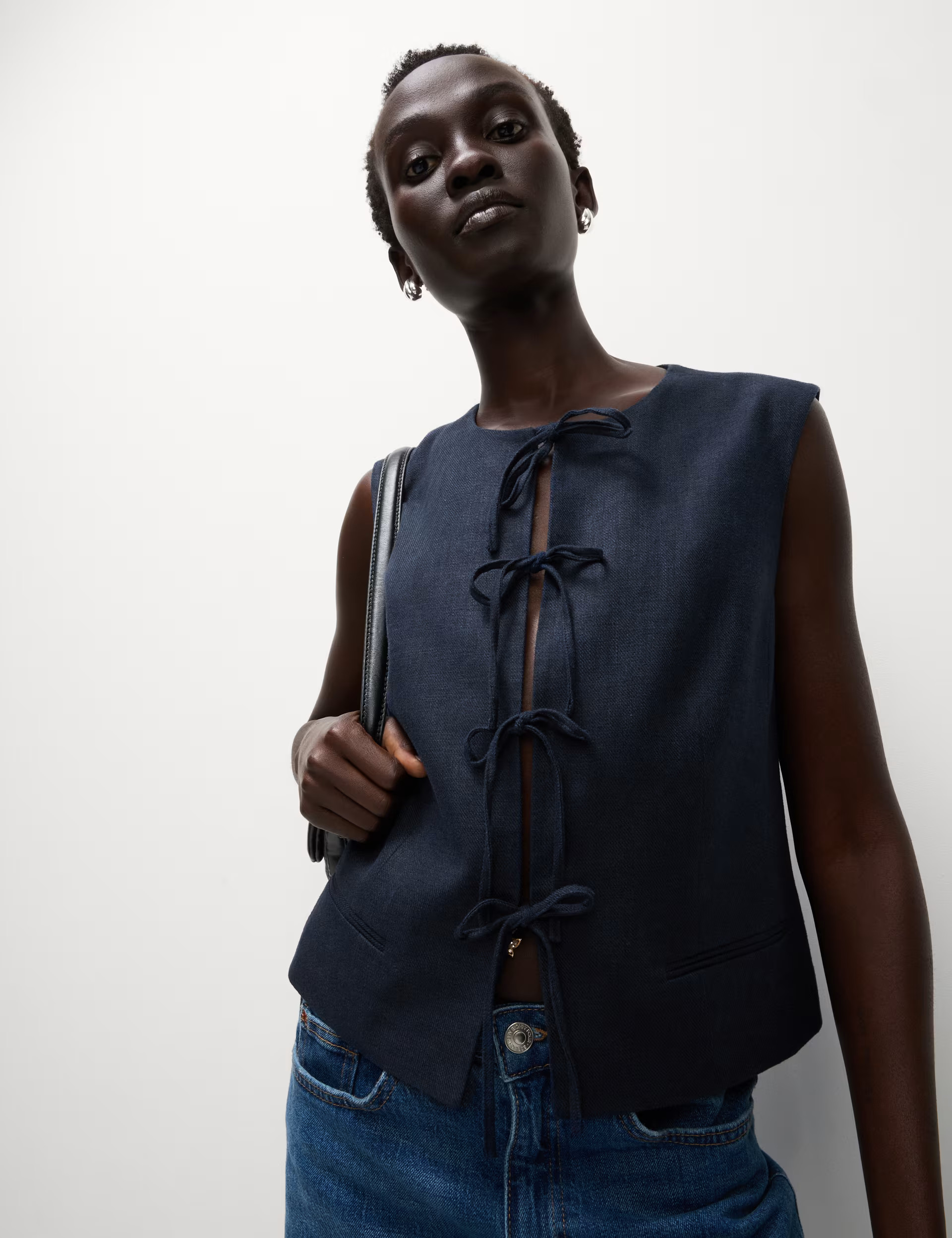 Linen Rich Tie Front Waistcoat | Marks & Spencer (UK)