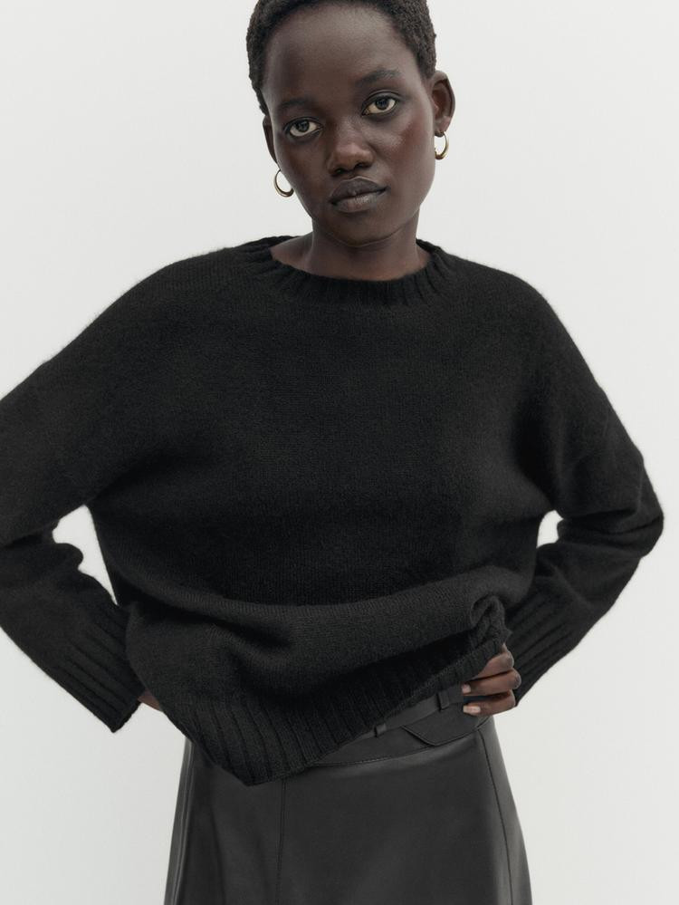 100% cashmere oversize crew neck sweater | Massimo Dutti UK