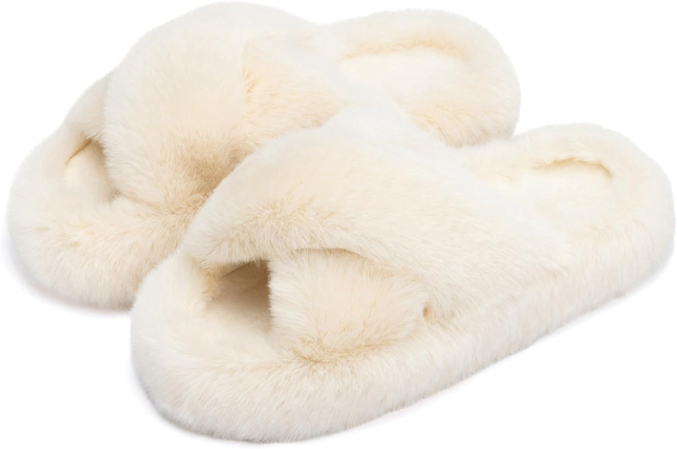 Chantomoo Women's Blue Memory Foam Faux Fur Lined Open Toe Slippers for Women - US 12 | Amazon (US)