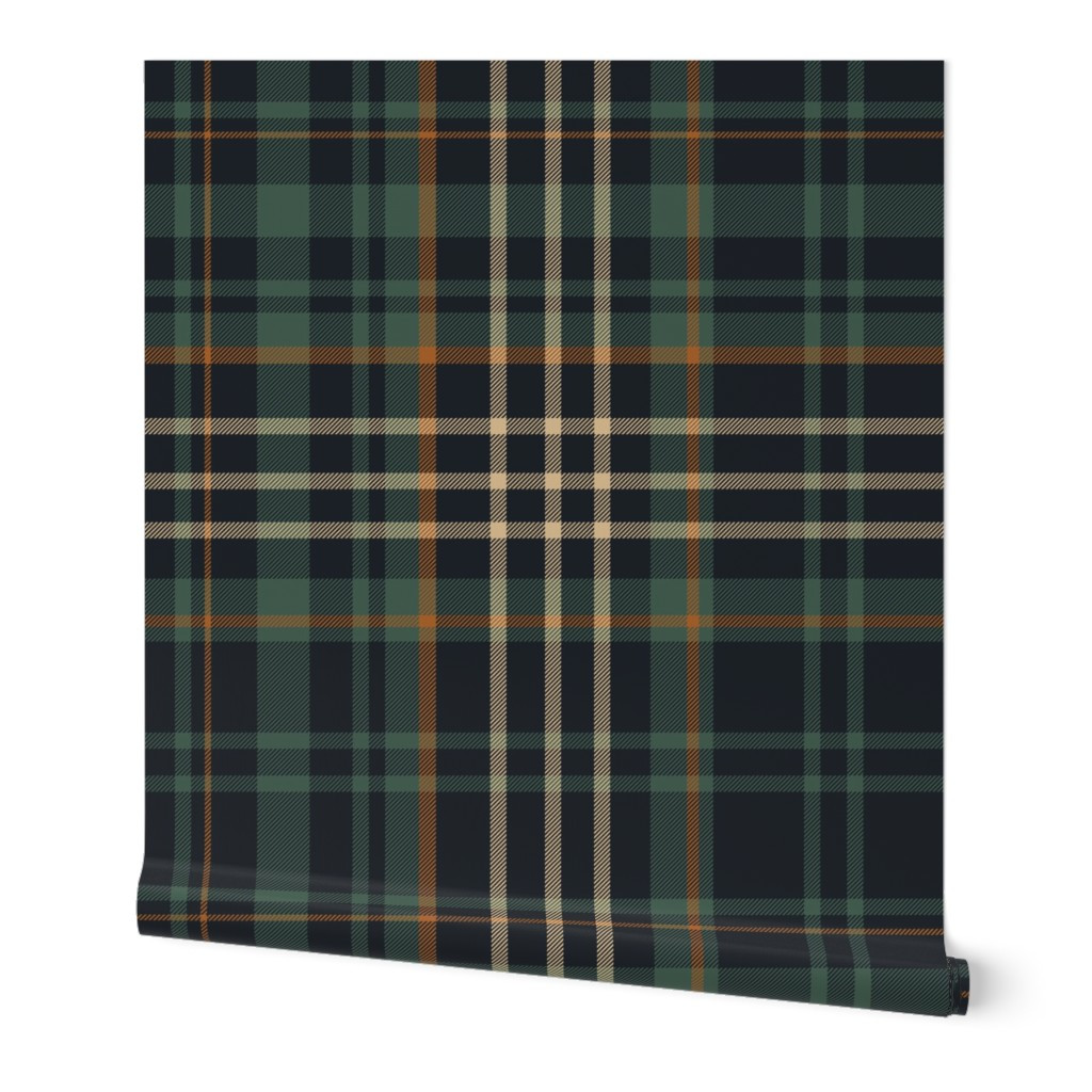 Modern Moody Dark Green Plaid for Cabincore Accent Wall Wallpaper | Spoonflower | Spoonflower