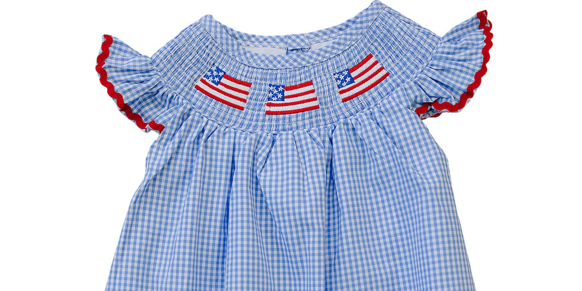 Flag Gingham Smocked Dress | Mebie Baby