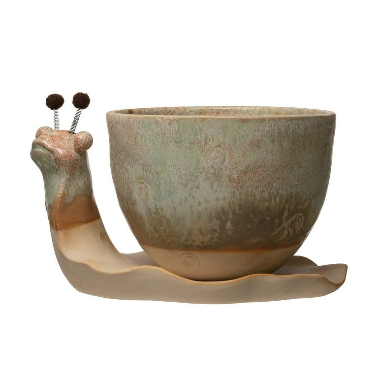 Creative Co-Op Stoneware Snail Planter, Reactive Glaze, Set of 2 (Each One Will Vary) | Walmart (US)