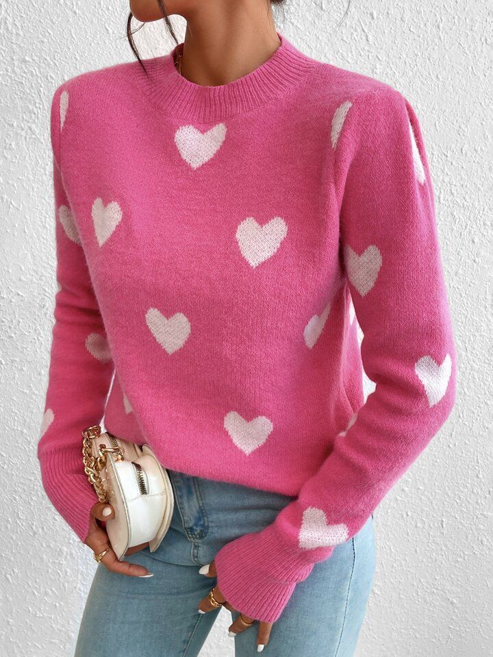 Heart Pattern Sweater | SHEIN