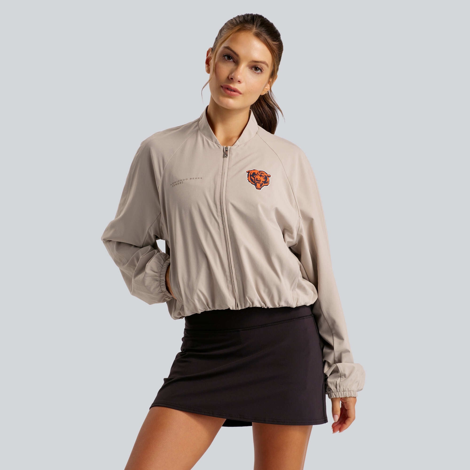 Chicago Bears lululemon Women's  Breezily Full-Zip Bomber Jacket - Downtown Tan | Fanatics