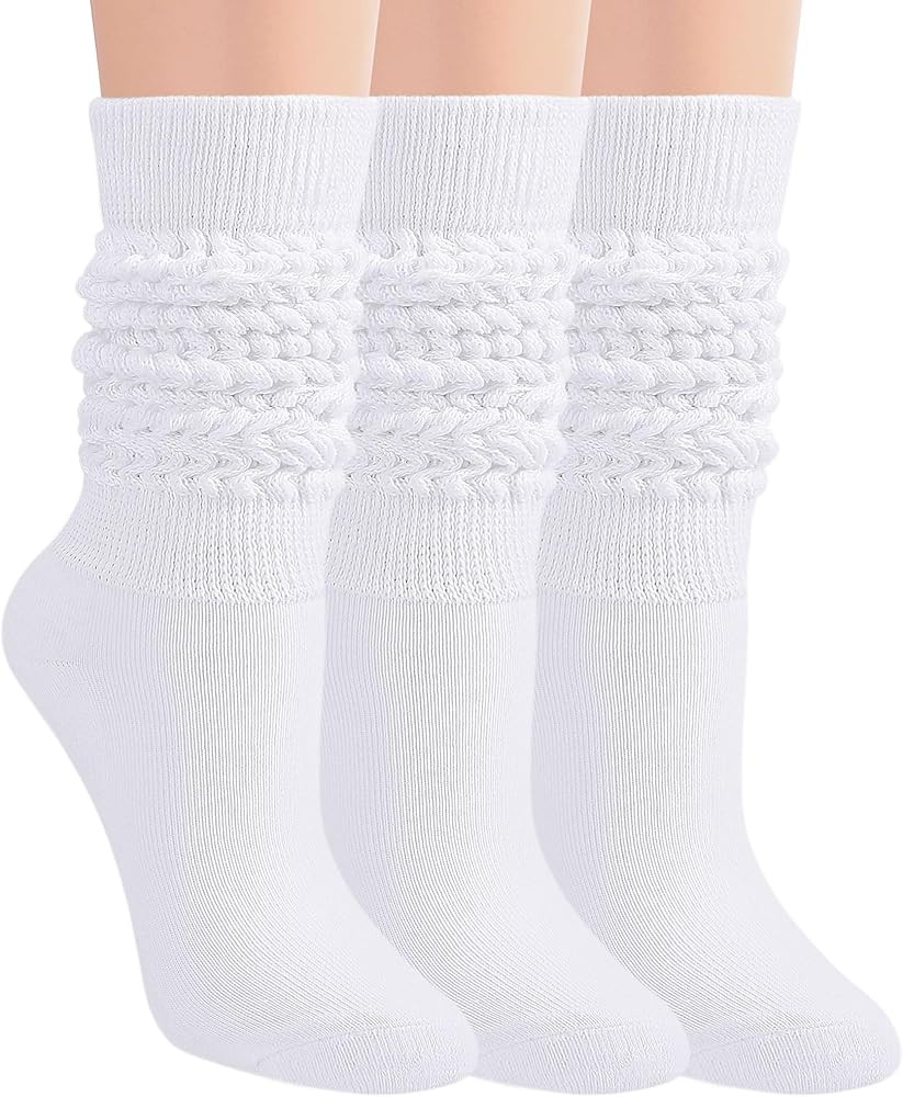Auranso Slouch Socks Women 3 Pairs Scrunch Knit Knee High Boot Socks Size 6-11 | Amazon (US)