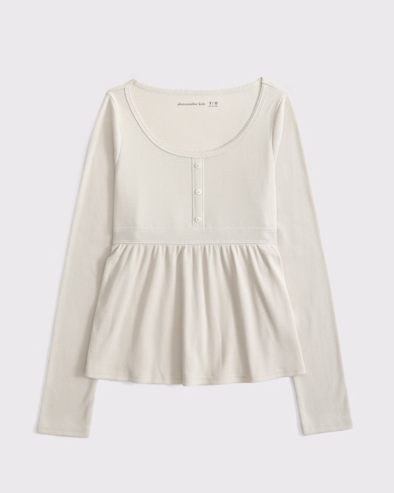 long-sleeve babydoll button-through tee | Abercrombie & Fitch (US)