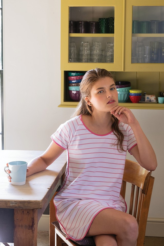 Pima Nightgown in Rose | LAKE Pajamas