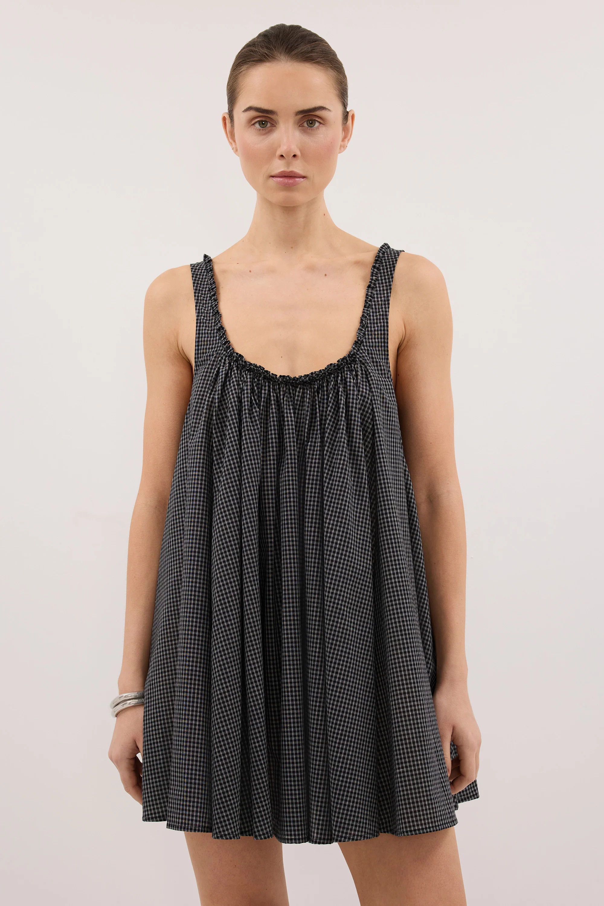 ARABELLA BLACK CHECK MINI DRESS | DISSH