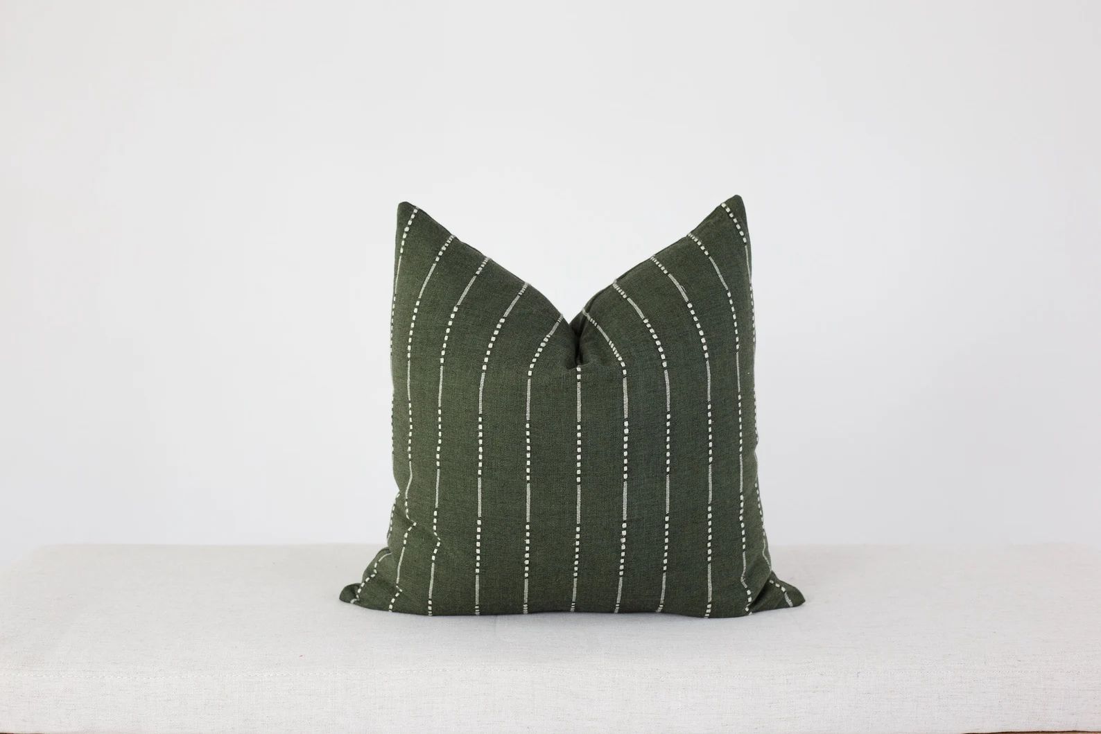 Green Stripe Pillow Cover, Green Linen Pillow Covers 18x18, Green Throw Pillow, Modern Boho Pillo... | Etsy (US)