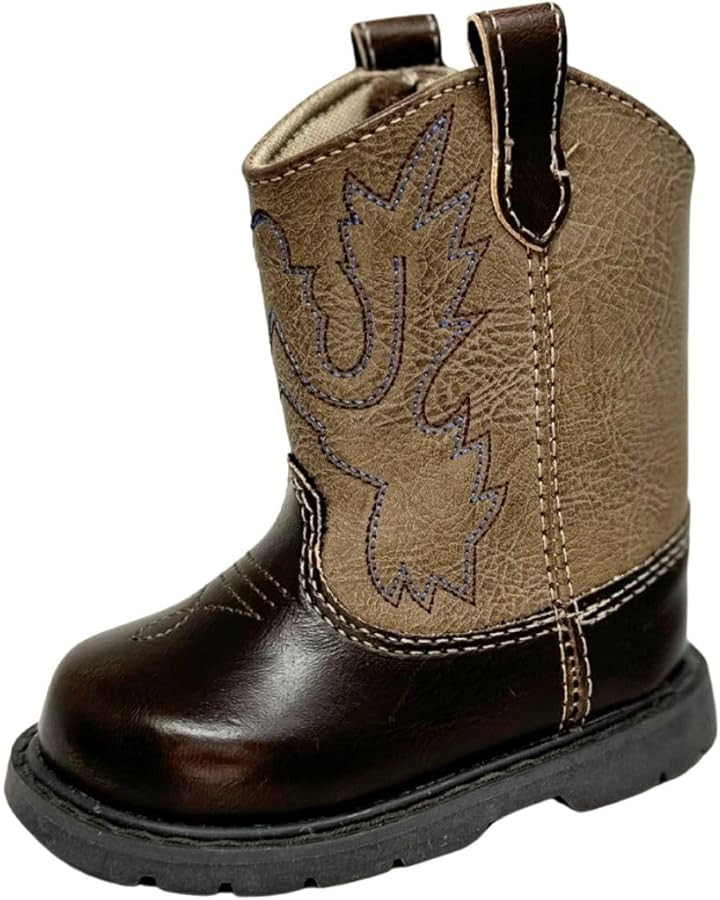Baby Deer, Faux-leather, Rubber-soled, Kids Round Toe Western Boot for Toddler Boys or Girls with... | Amazon (US)
