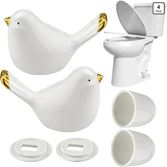 2 Set Ceramic Birds Toilet Bolt Covers, Cute Toilets Screw Cover Caps Decorative for Bottom of To... | Amazon (US)