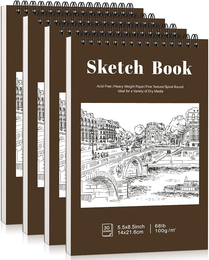 4 Pack Small Sketch Books, 5.5 x 8.5 Inch Mini Sketchbook, 68lb/100gsm Spiral Bound Small Sketch ... | Amazon (US)