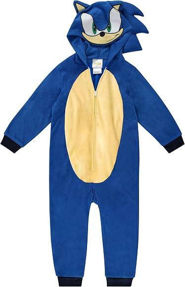 Sonic The Hedgehog Kids Onesie Pajamas - Boys Long Sleeve Zip Up Hooded Blanket Sleep - One Piece... | Amazon (US)