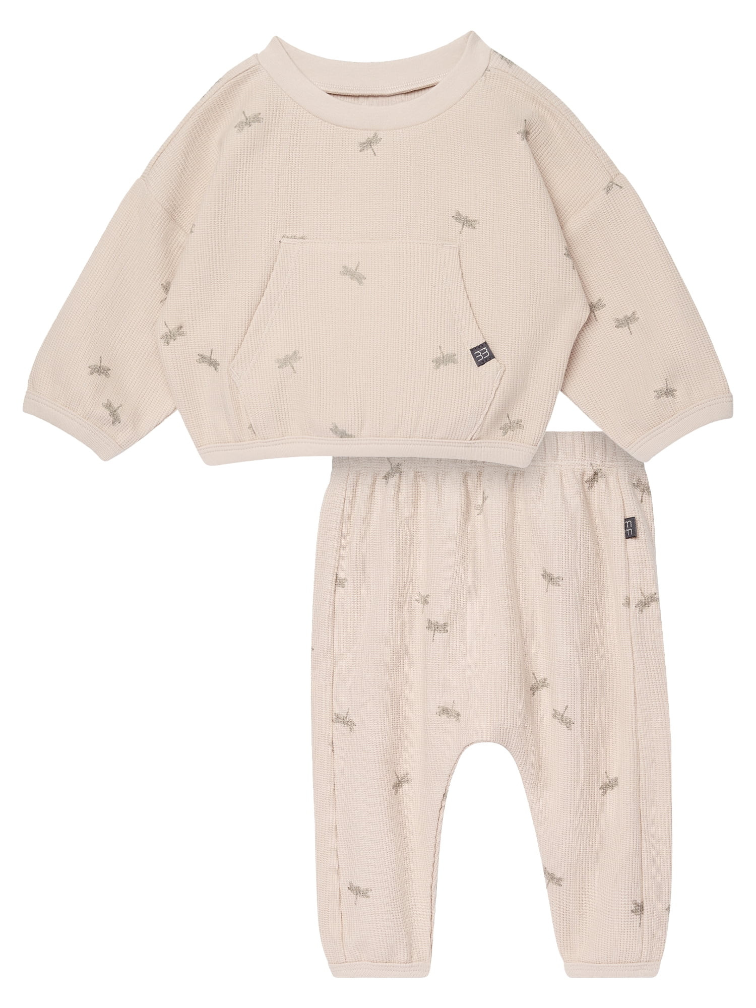 Modern Moments by Gerber Baby Boy Top and Pant Outfit Set with Kanga Pocket, 2-Piece, Sizes 0/3 M... | Walmart (US)