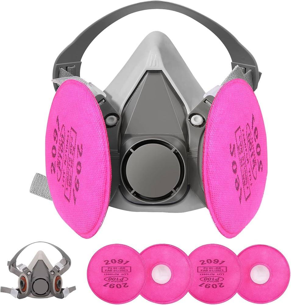 Reusable Half Face Cover - Respirator Mask with Filters for Painting, Dust, Welding, Resin, Fume ... | Amazon (US)