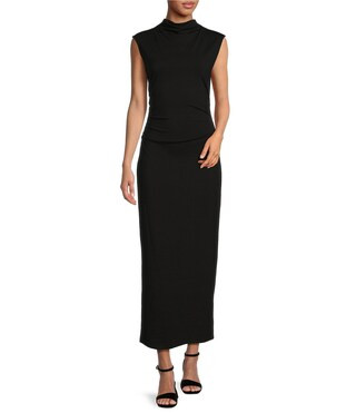 Knit Mock Neck Cap Sleeve Bodycon Midi Dress | Dillard's