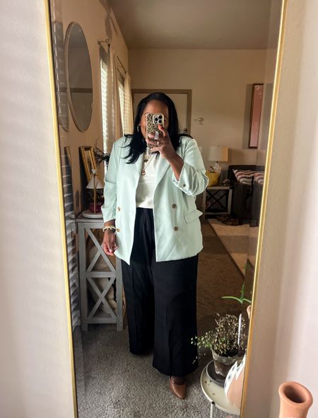 Here is my workwear OOTD! Although I’ve had these pieces in my closet I found this outfit on Target in similar pieces! 🤩 

Workwear style inspo / oversized blazer / black trouser pants / Target style / midsize fashion 

#LTKFindsUnder50 #LTKWorkwear #LTKMidsize