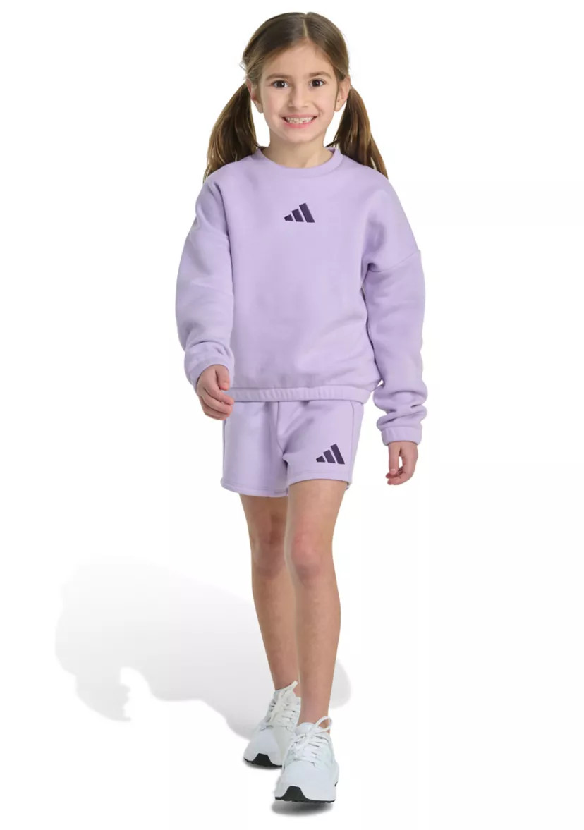 Girls 4-6x 2-Piece Long Sleeve Fleece Pullover & Elastic Waistband Short | Belk