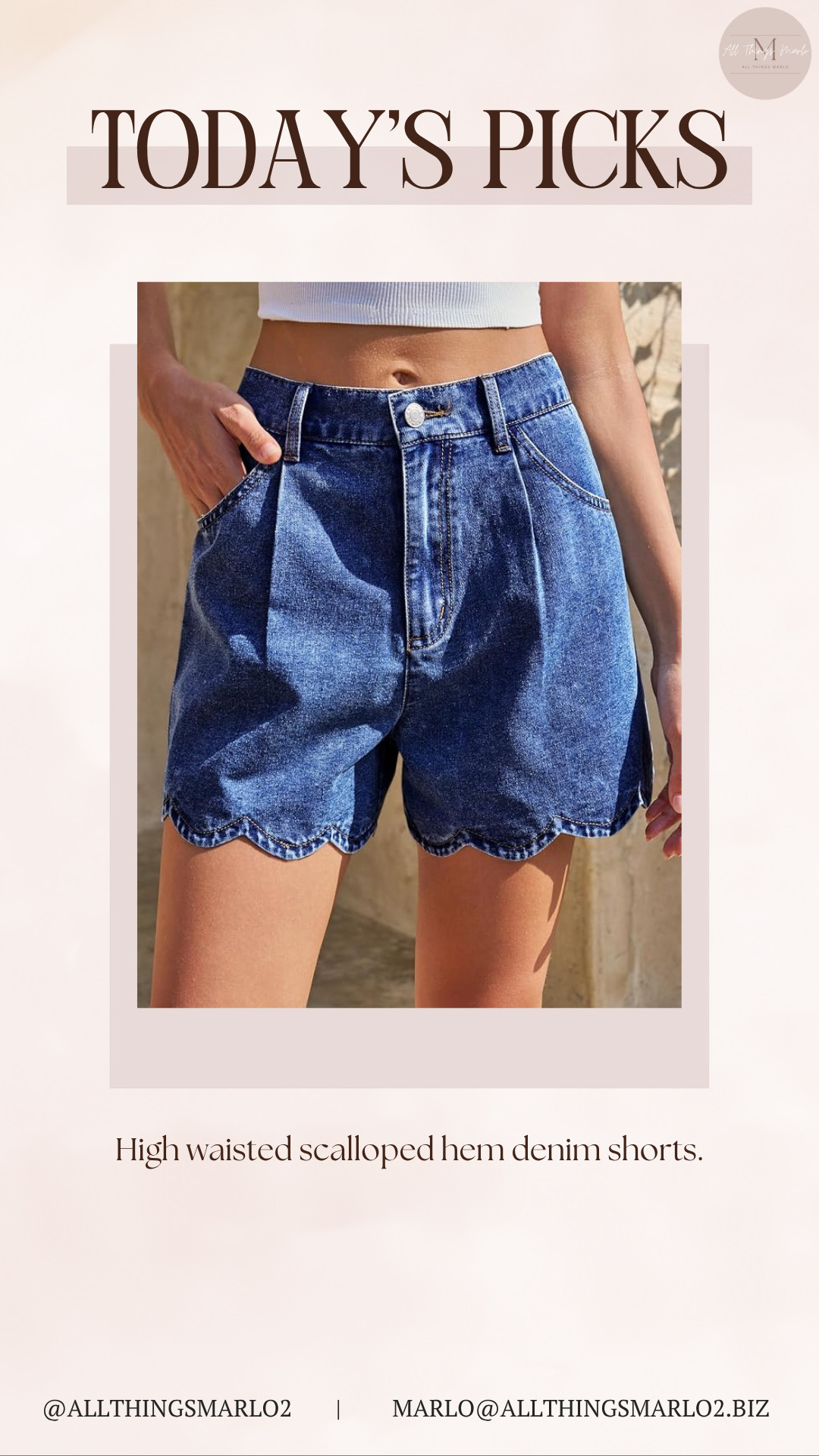 High waisted scalloped hem denim shorts. 

 #LTKSeasonal #LTKWorkwear #LTKTravel
