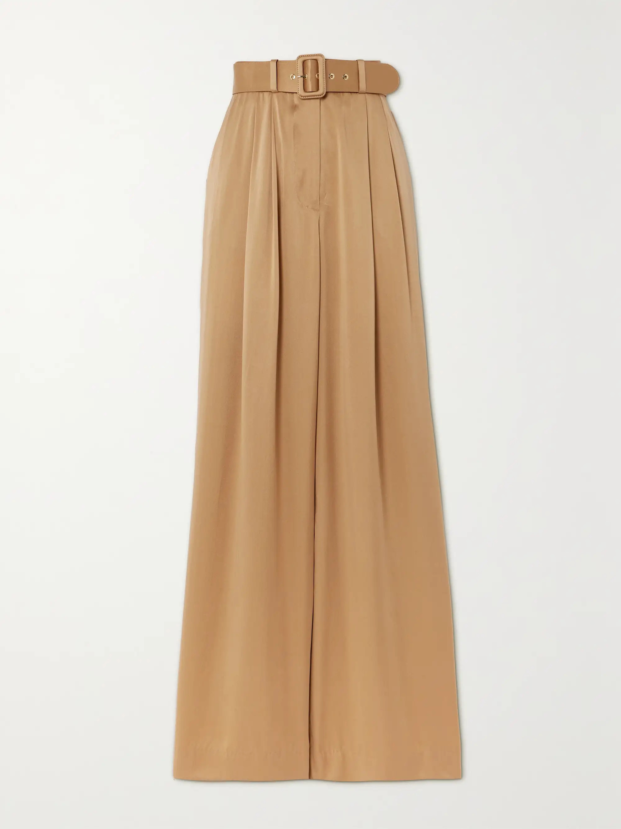 Belted pleated silk-satin wide-leg pants | NET-A-PORTER APAC