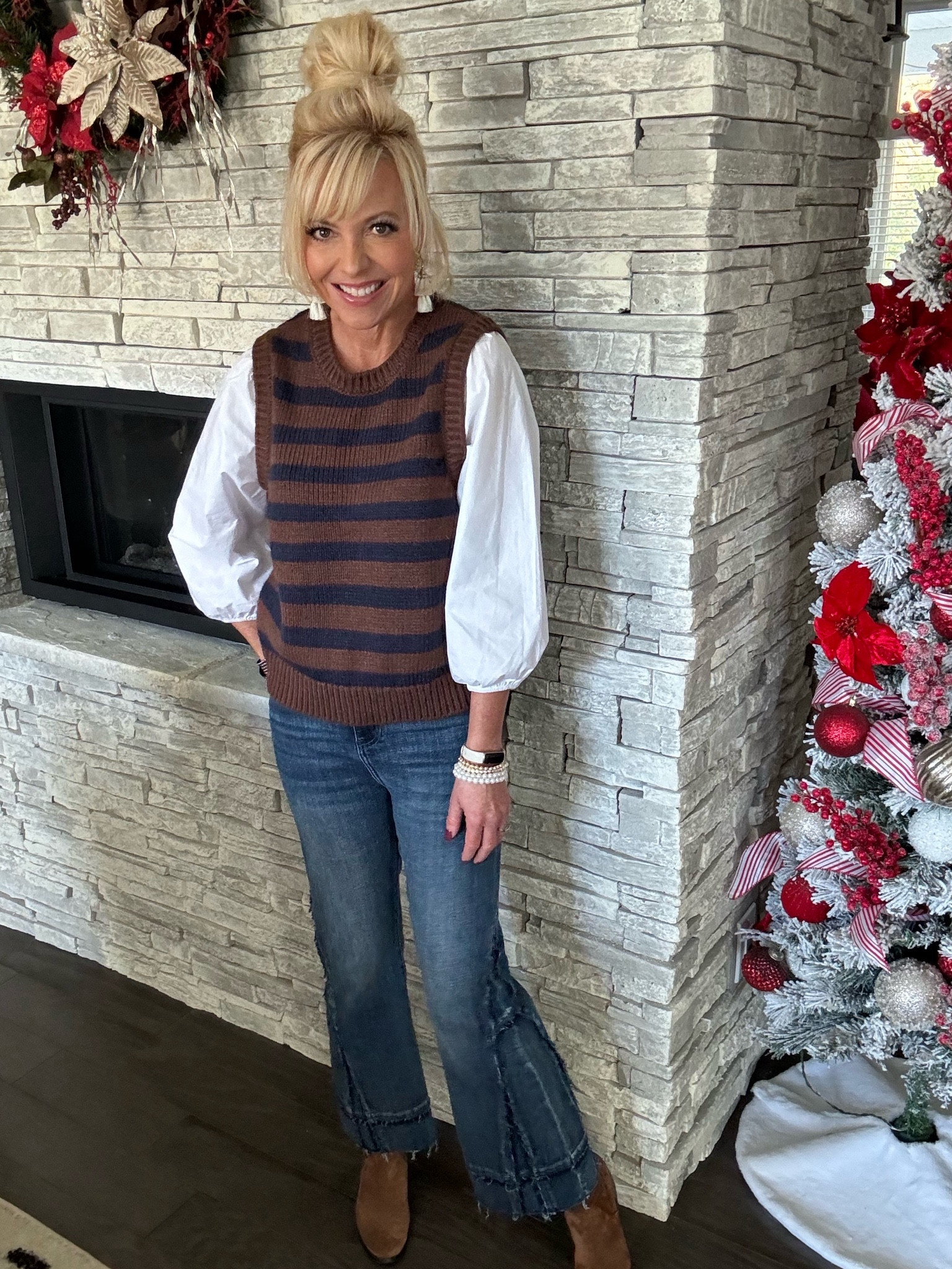 This top is a twofer. Two in one shirt and sweater vest. #falloutfit #sweaters 

#LTKstyletip #LTKfindsunder100 #LTKSeasonal