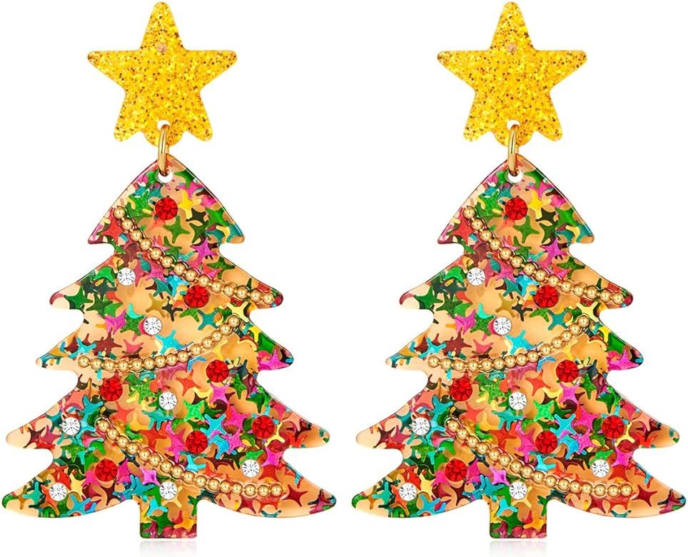 MUYAN Christmas Earrings for Women Holiday Earrings Jingle Bell Bow Tree Snowflake Stars Earrings... | Amazon (US)