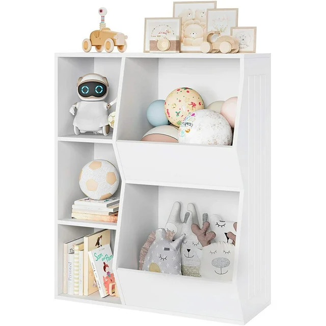Homfa 5 Cube Kids' Bookcase, Children's Toy Storage Cabinet, Toddlers' Wide Bookshelf, White Fini... | Walmart (US)