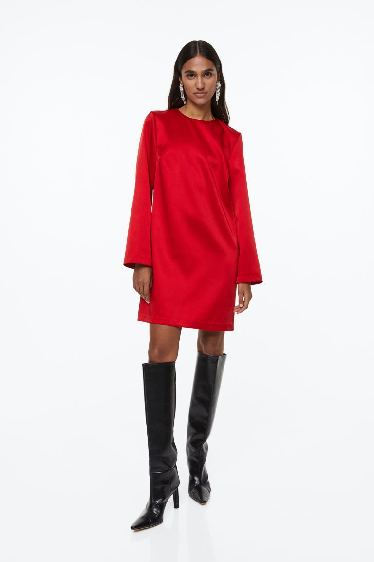 Long-sleeved Dress - Red - Ladies | H&M US | H&M (US)
