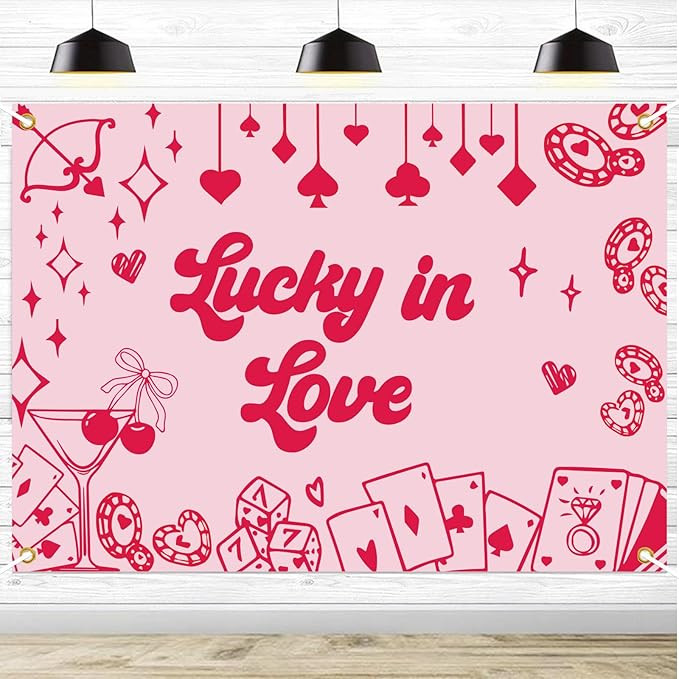 7x5ft Lucky in Love Backdrop - Cherry Las Vegas Bridal Shower Decor, Casino Theme Blackjack Game ... | Amazon (US)