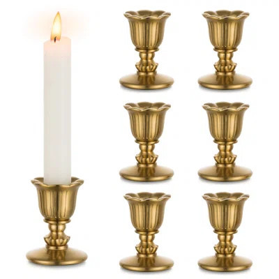 Vintage Candlestick Brass Candle Holders, Fireplace Decoration Or Home Decor Set Of 6, Gold | Wayfair North America