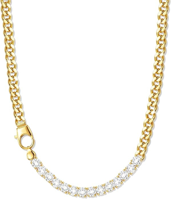 Zeffy 14K Gold/Silver Plated Chunky Thick Chain Toggle Clasp Necklace Dainty Baroque Pearl/Heart/... | Amazon (US)