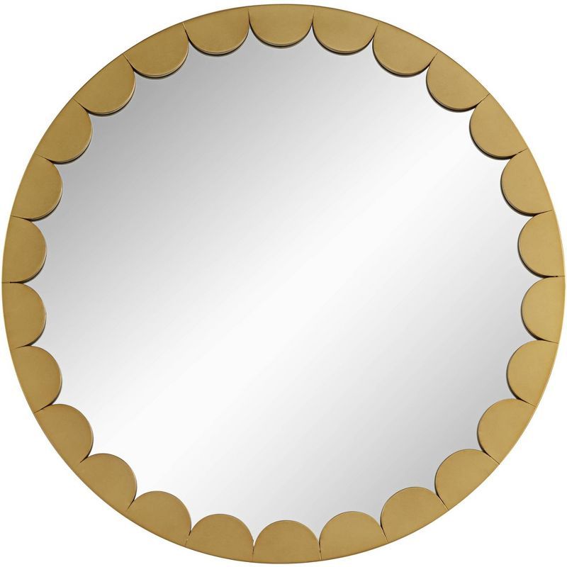 Possini Euro Design Round Vanity Decorative Wall Mirror Modern Scalloped Edge Matte Gold Metal Fr... | Target