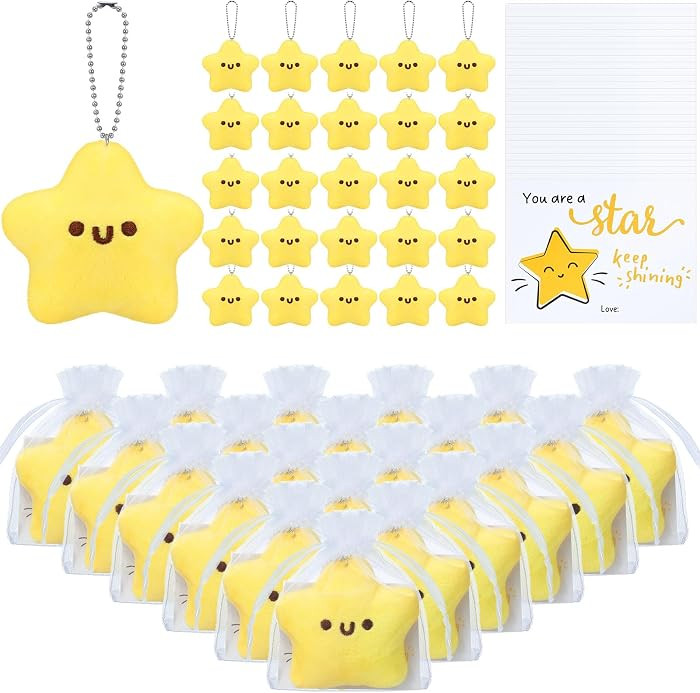 Star Plush Keychain Bulk Smile Face Plush Cute Keychains Positive Toys Gifts for Women Students T... | Amazon (US)